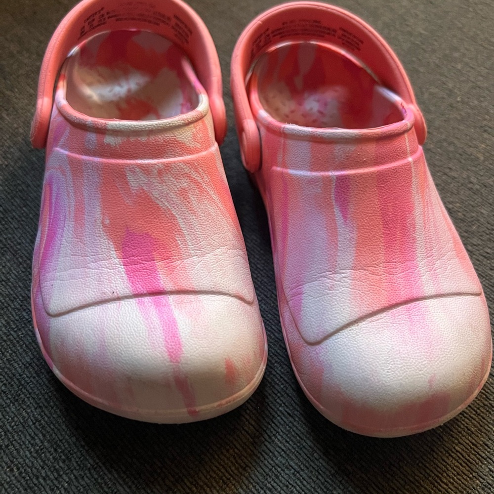 Kids Pink and White Clogs